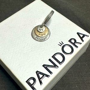 Authentic Pandora ‘Me, You, Forever’ Charm with Gold Toned and CZ